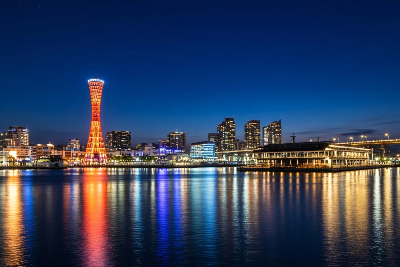 夜の神戸港